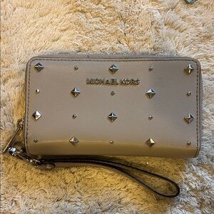 Michael Kors Gray Studded Wristlet